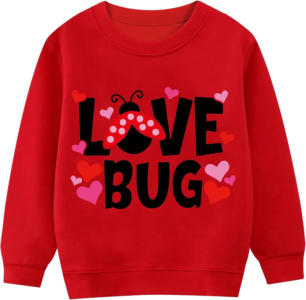 Tkria Toddler Girls Sweatshirt Lovebug Valentine's Day Shirt Kids Heart Print Clothes Long Sleeve... | Amazon (US)