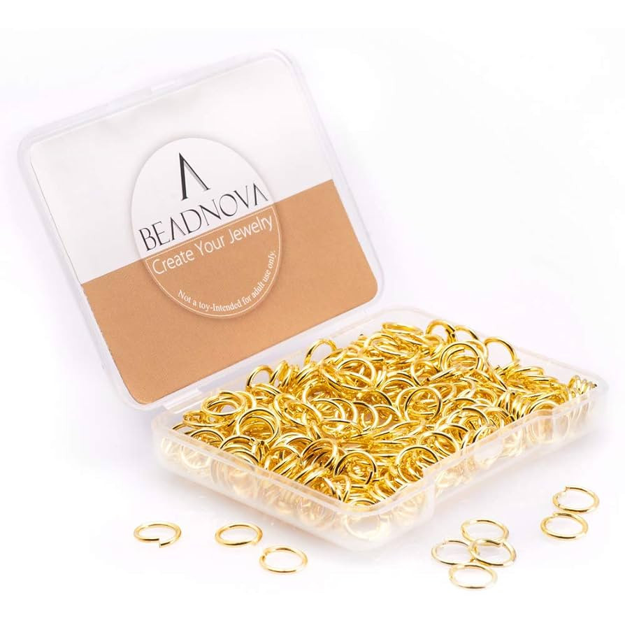 BEADNOVA 8mm Open Jump Rings Gold Jump Rings for Jewelry Making and Keychains (300Pcs) | Amazon (US)