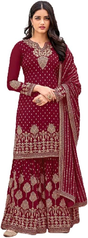 Prija Collection Ready to Wear Indian Party/Wedding Wear Designer Palazzo Salwar Suit for Womens | Amazon (US)
