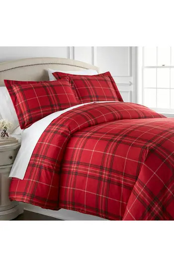 SOUTHSHORE FINE LINENS Vilano Plaid Duvet Cover Set in Plaid Red at Nordstrom Rack, Size Full/queen | Nordstrom Rack