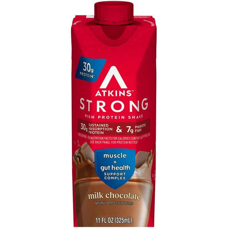 Atkins Strong, High Protein Shake, Milk Chocolate, 30g of Protein, 4 Count | Walmart (US)