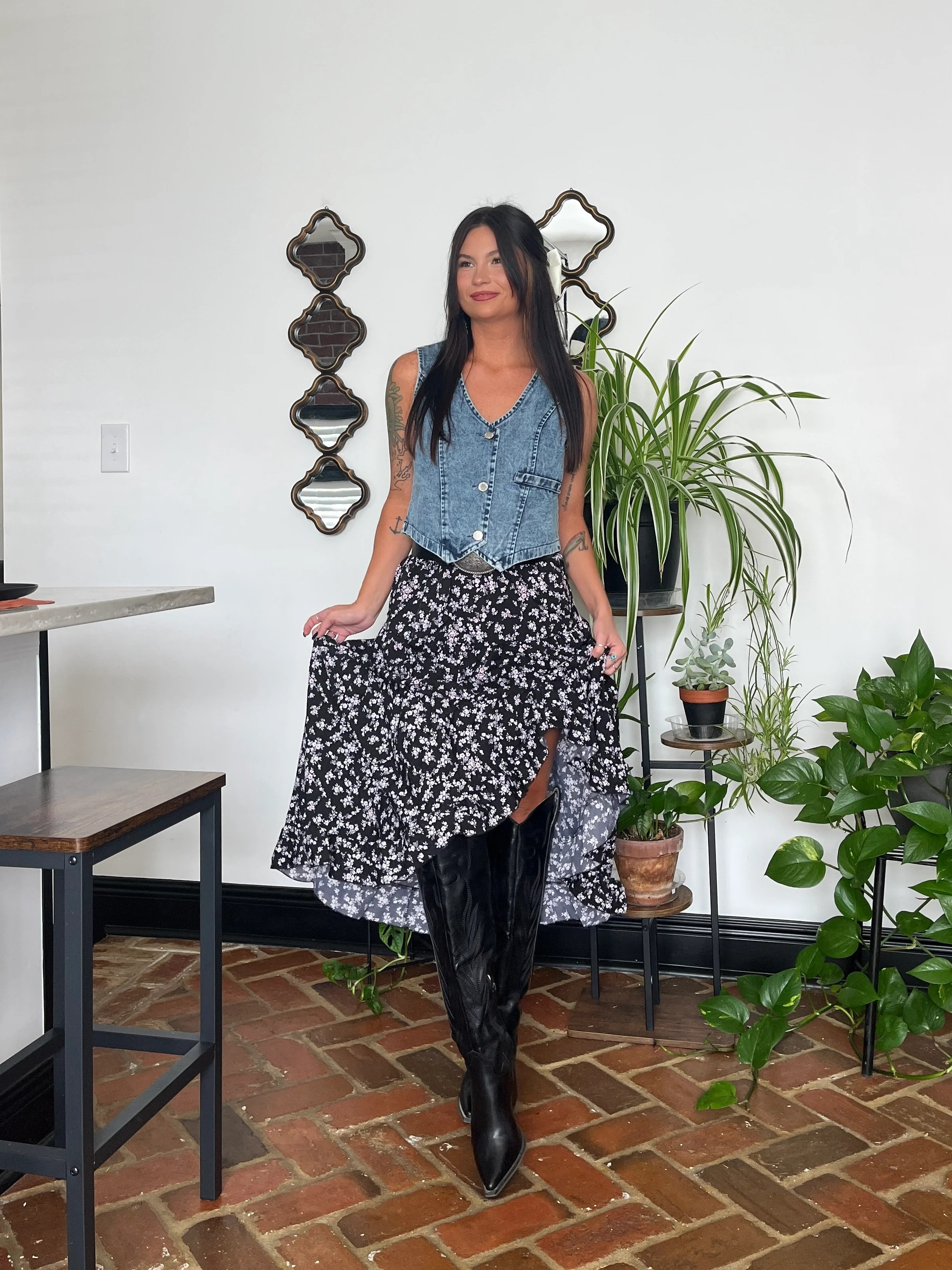 PREORDER: Manzi Printed Elastic Waist Skirt | Willow Boutique