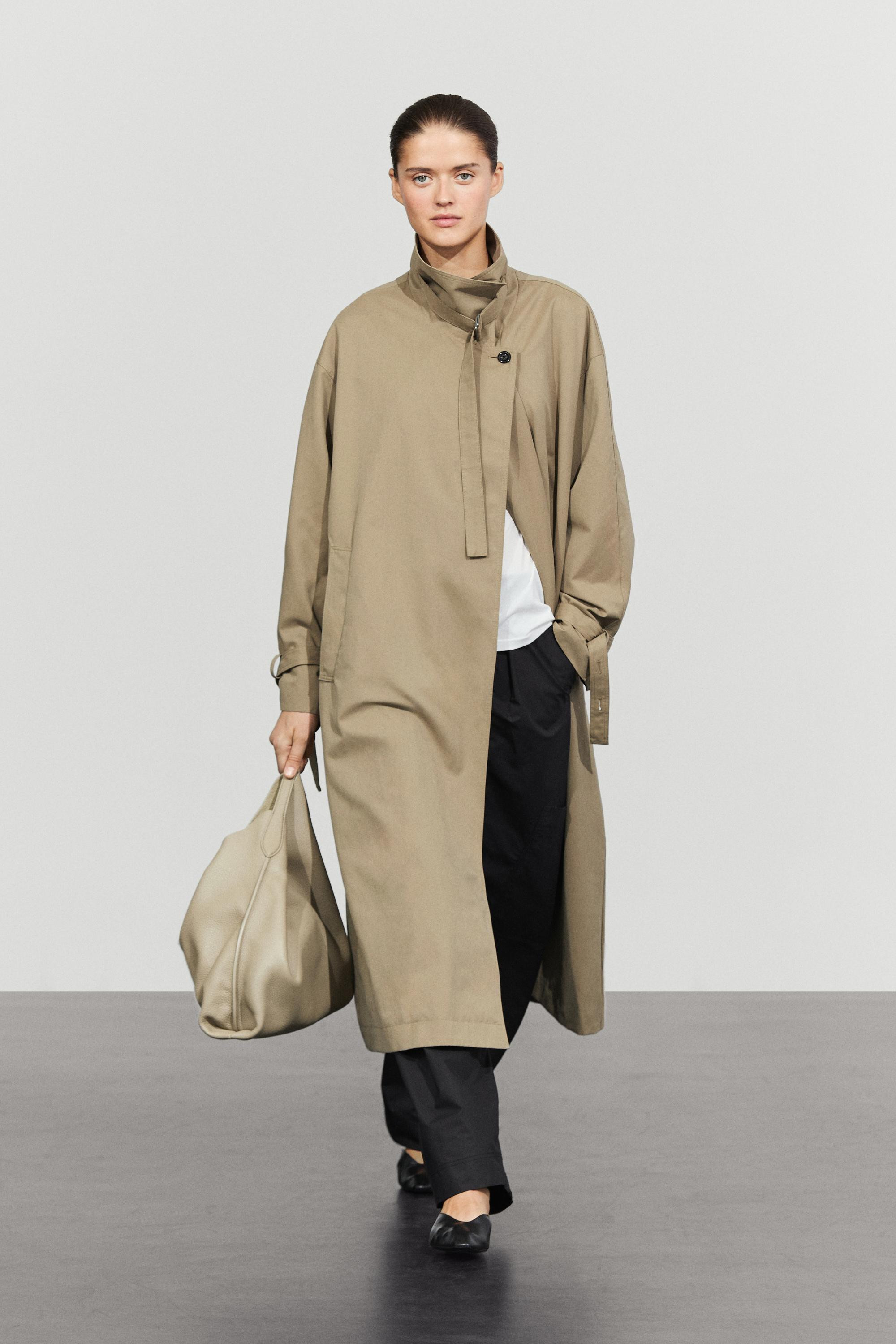Long buckle-detail trench coat | Massimo Dutti UK