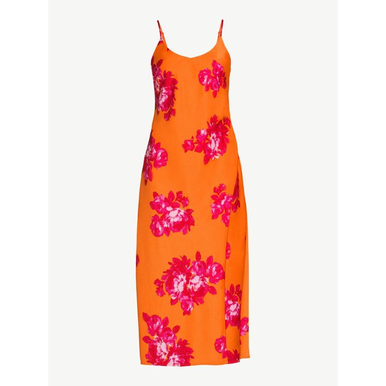 Scoop Women's Satin Midi Slip Dress with Side Slit, Walmart Summer Fashion | Walmart (US)