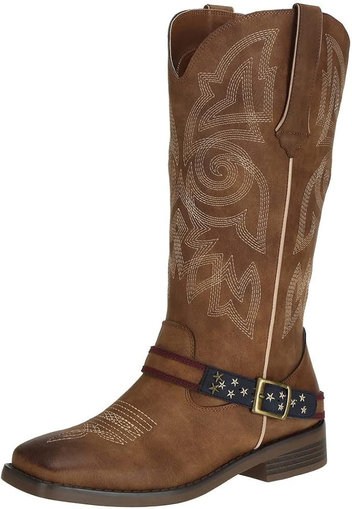 SheSole Women's Western Cowgirl Boots Ladies Fashion Country Cowboy Boots Mid Calf | Amazon (US)