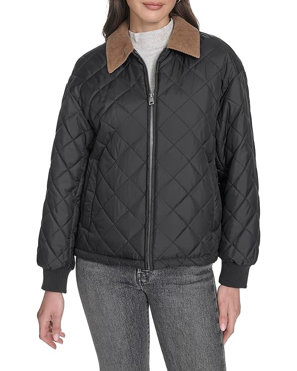 Levi's womens Women's Diamond Quilted Jacket With Corduroy Collar | Amazon (US)