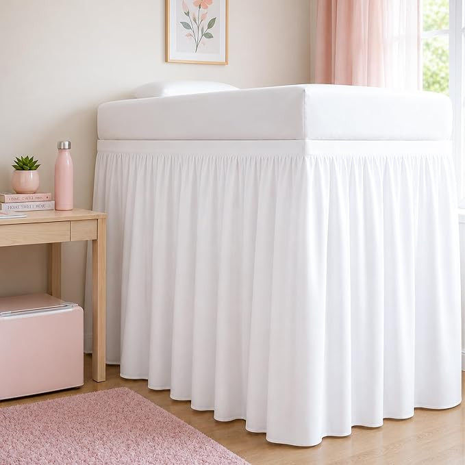 Twin XL 30 Inch Drop Extended Dorm Room Bed Skirt,100% Microfiber College Bed Essentials Extra Lo... | Amazon (US)