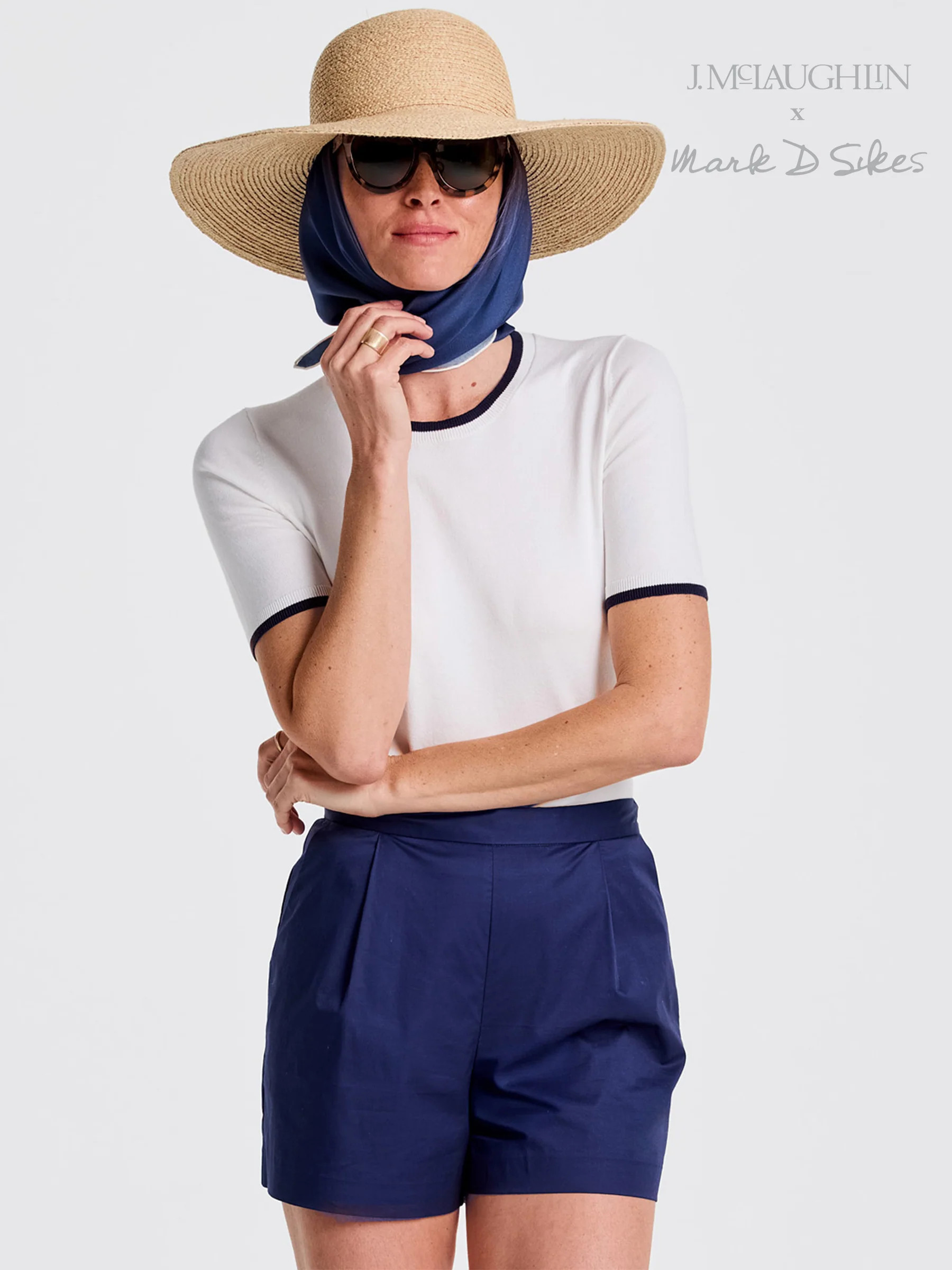 White/Navy Solid Alyson Sweater Tee | Women's Sweaters | J.McLaughlin | J.McLaughlin