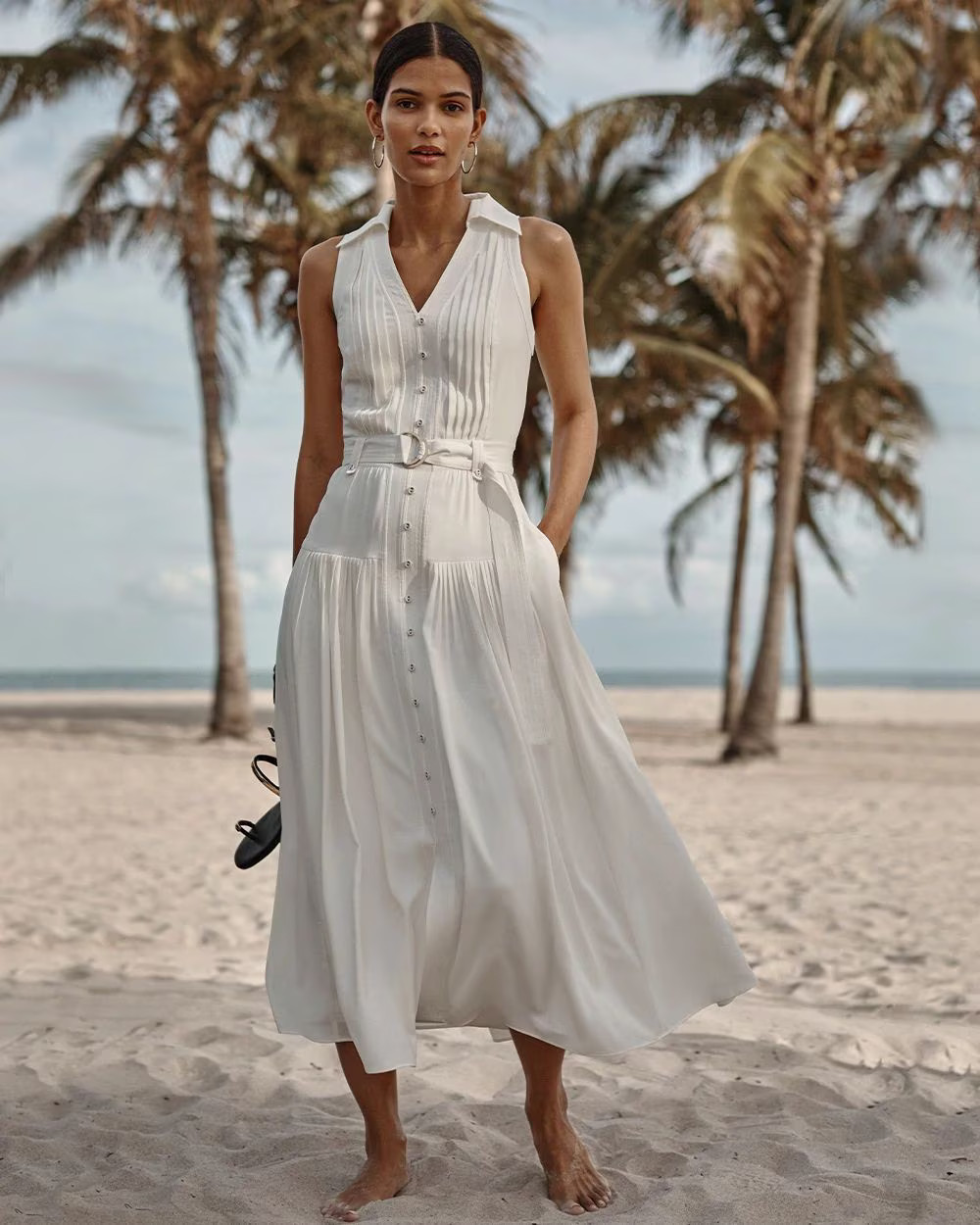 Sleeveless Utility Collar Midi Dress | White House Black Market