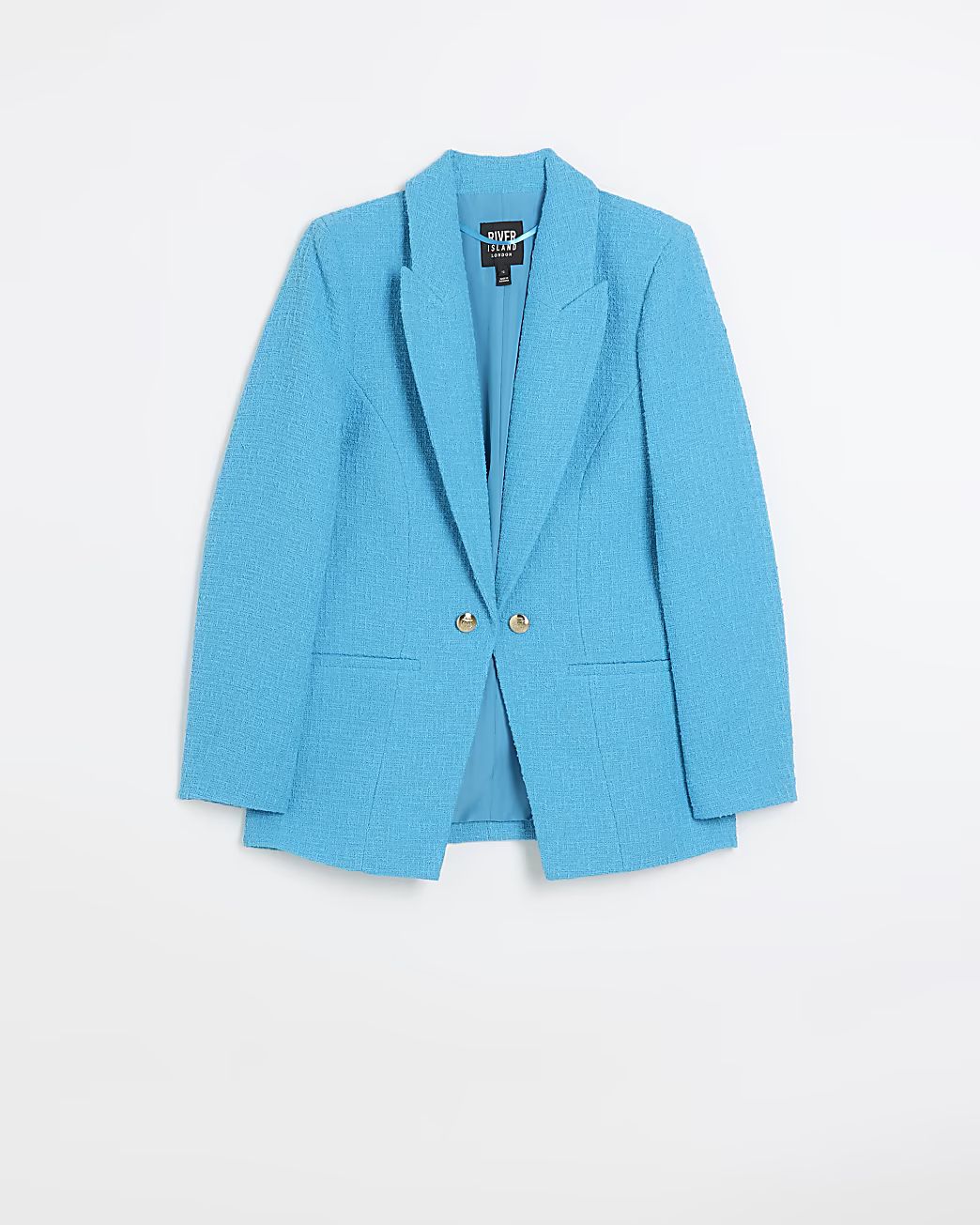 Blue boucle blazer | River Island (US)