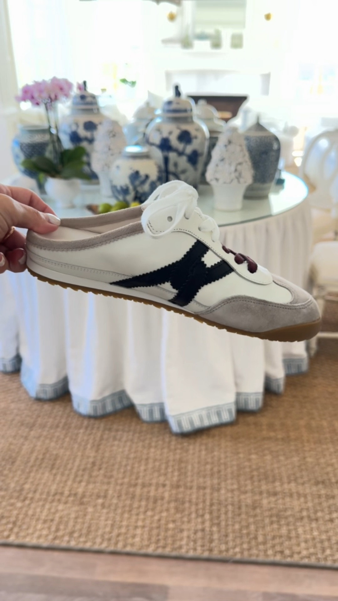How cute are these slip-on sneaker mules? I love the colorway and they’re super comfy. The perfect throw on a go shoe for errands and travel from now through fall! I’m between a size 6 and 7 and sized up to a 7.