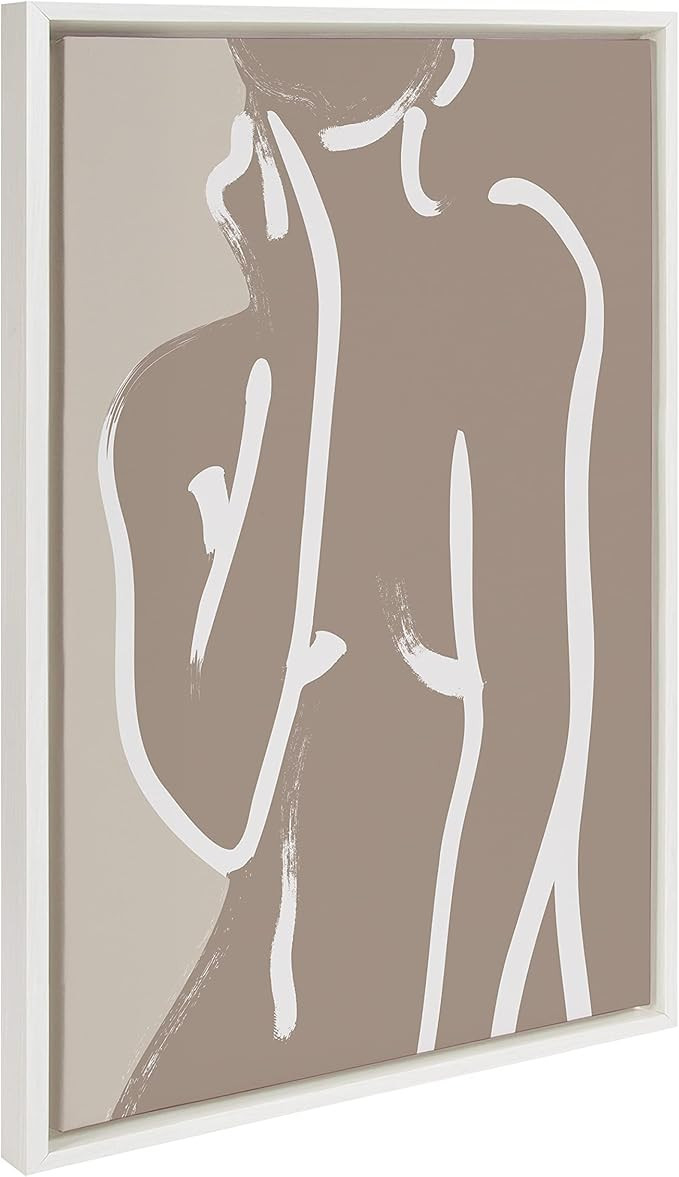 Kate and Laurel Sylvie Simple Romantic Line Art Drawing Neutral Framed Canvas Wall Art by The Cre... | Amazon (US)