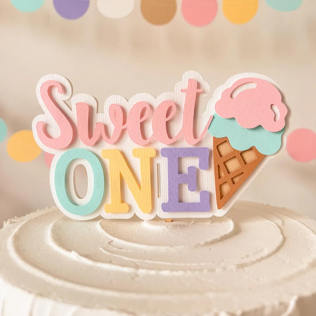 Ice Cream Cake Topper, Two Scoops, Sweet One Party, Summer 1st Birthday | Etsy (US)