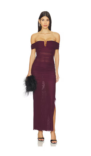 Poppy Gathered Maxi Dress in Plum | Revolve Clothing (Global)