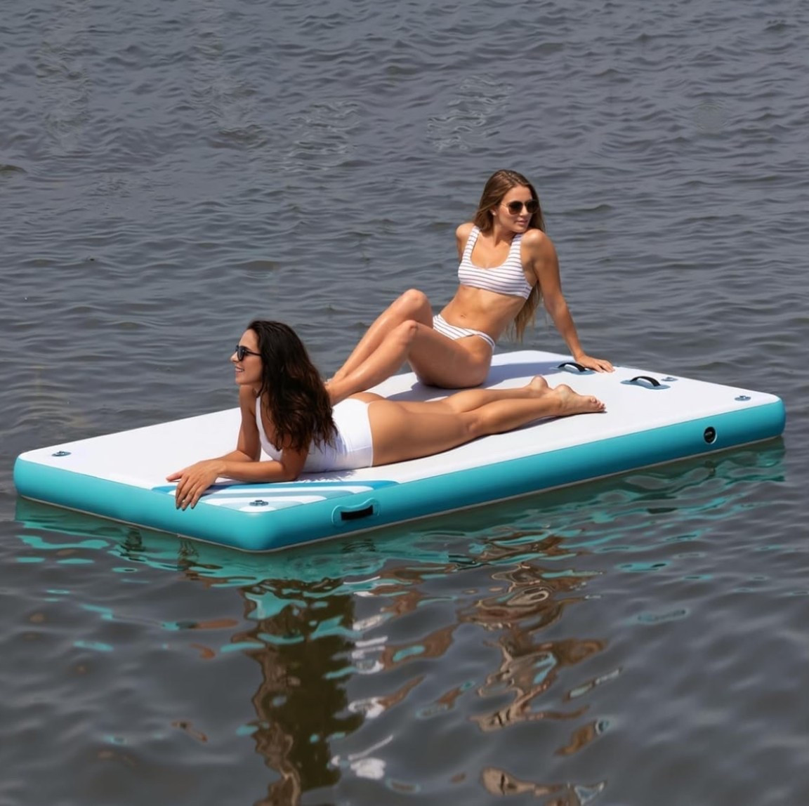 Lake day fun taken to the next level. ⛰️ This Garvee inflatable floating dock is made for all-day lounging in the sun, jumping into the water, swimming breaks, and relaxing with friends between every splash. With a non-slip surface and rope ladder for easy climbing, it becomes your own floating island for lake days, beach trips, or pool parties. 

Sun, swim, repeat… shop now and make every water day unforgettable. 🌲

#LTKActive #LTKSwim #LTKSeasonal