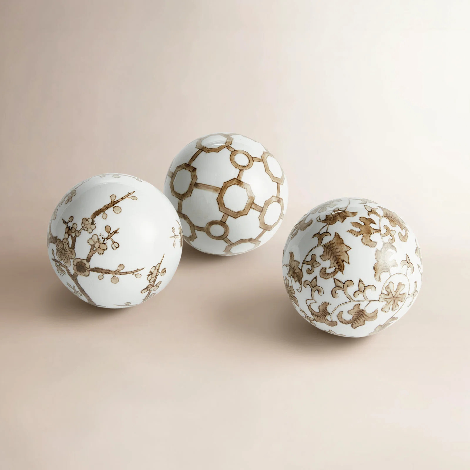 Truffle Chinoiserie Orbs, Set of 3 (Set of 3) | Wayfair North America