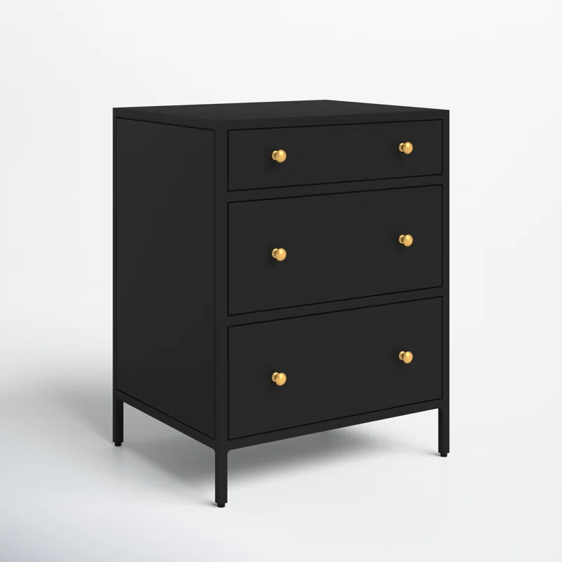 Julina 3 - Drawer Iron Nightstand | Wayfair North America