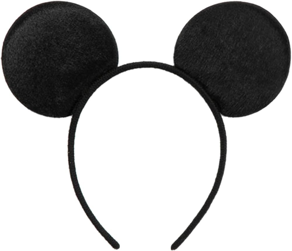 CHuangQi Mouse Ears Headband, Solid Black Plush Ears for Boy & Girl Birthday Party, Party Favors ... | Amazon (US)