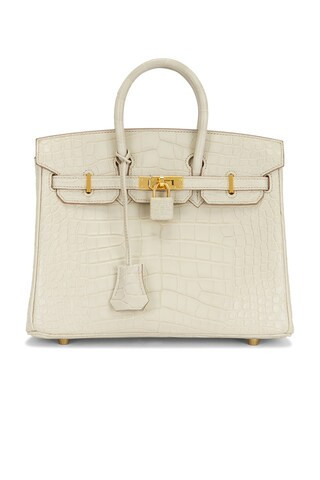 Hermes Matte Alligator Birkin 25 Handbag in Beige | FWRD 