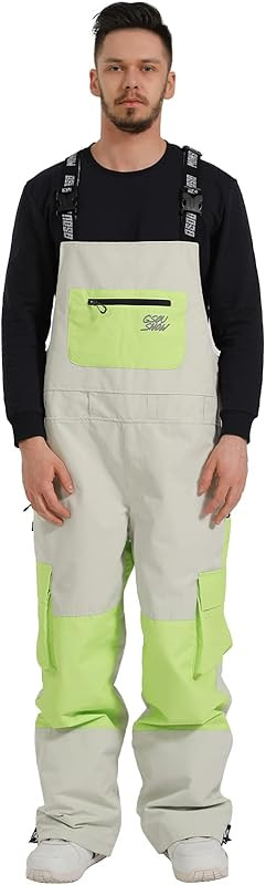 GSOU SNOW Men's Ski Pants Snow Bib Overalls Snowboard Waterproof Windproof Insulated Adjustable Stra | Amazon (US)