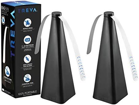Treva Chemical-Free Table Top Bug Repellent/Deterrent Fan with Holographic Blades, Black (2 Pack) | Amazon (US)