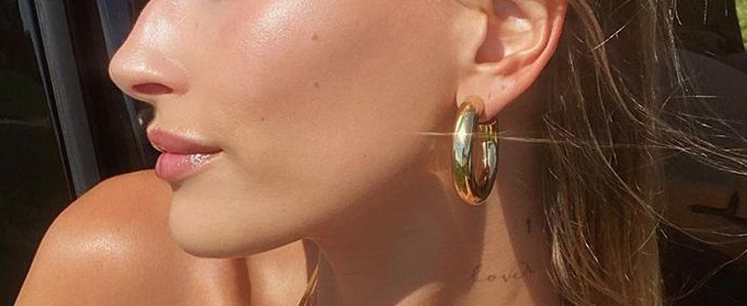 Gacimy Chunky Gold Hoop Earrings for Women 14K Real Gold Plated, 925 Sterling Silver Post Gold Ho... | Amazon (US)