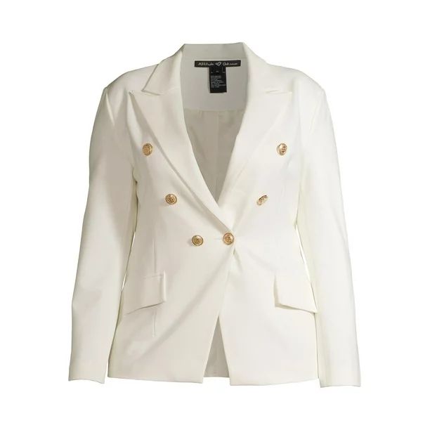 Attitude Unknown Plus Size Double Breasted Ponte Blazer | Walmart (US)