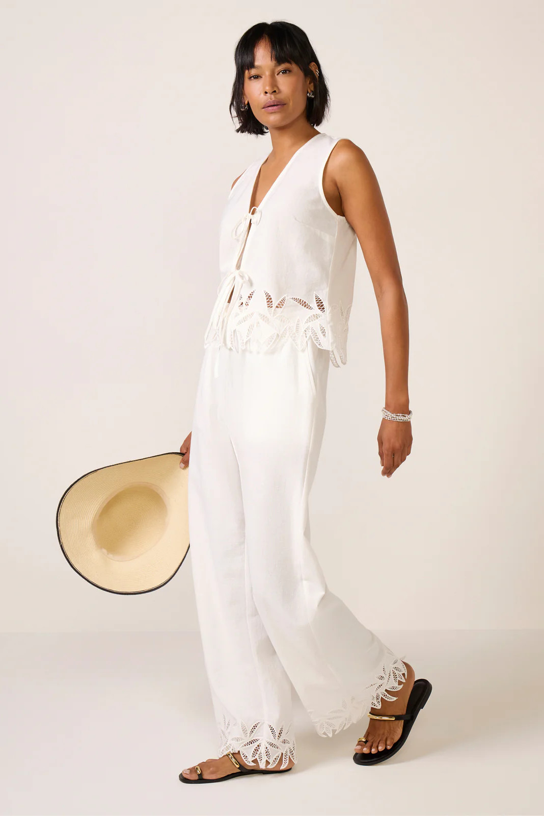 Emmie Embroidered Wide Leg Pant | Evereve