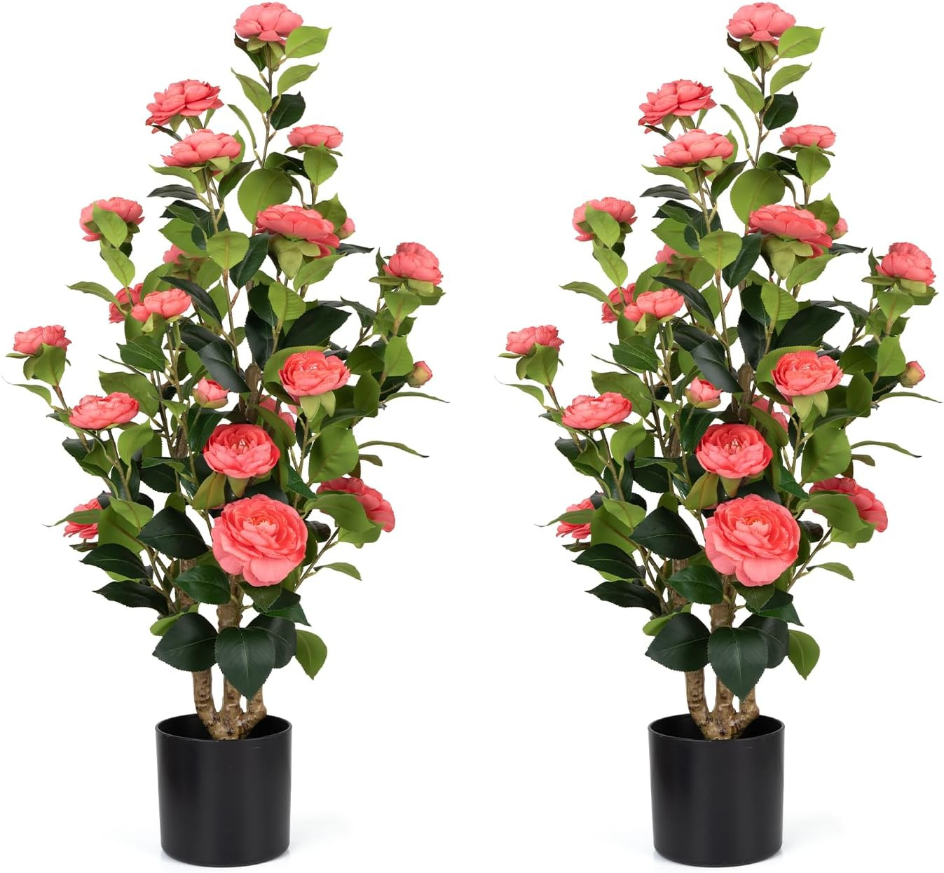 Romantic Season 2Pack Artificial Camellia Tree 3FT, Pink Faux Camellia Plant Fake Potted Camellia... | Amazon (US)