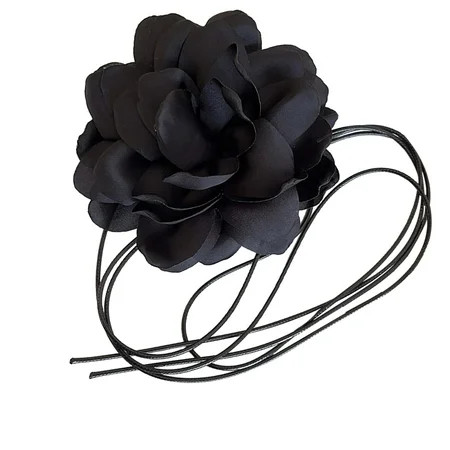 Flower Collar Choker Necklace Charm Neck Flower Choker for Wedding Halloween black | Walmart (US)