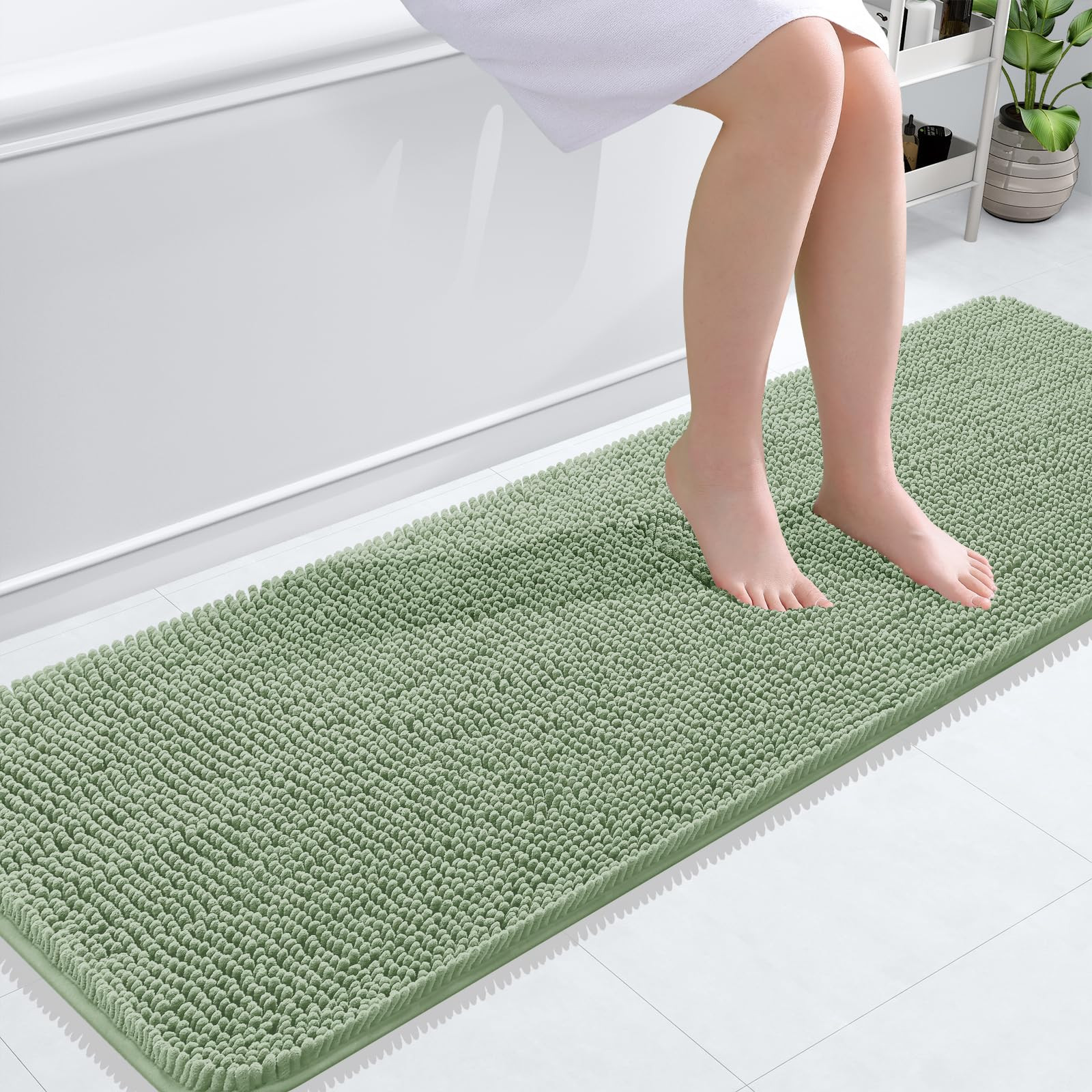 OLANLY Bathroom Rugs 59x20, Extra Soft Absorbent Chenille Bath Rugs, Rubber Backing Quick Dry, Ma... | Amazon (US)