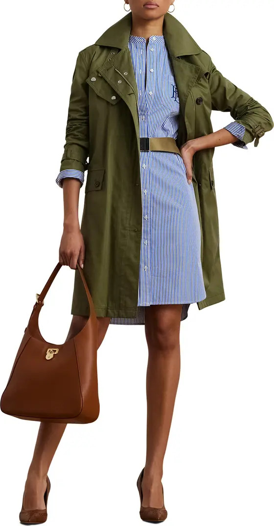 Lauren Ralph Lauren Stripe Long Sleeve Belted Cotton Shirtdress | Nordstrom | Nordstrom