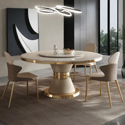 White Natural Marble Round Dining Tables | Wayfair North America