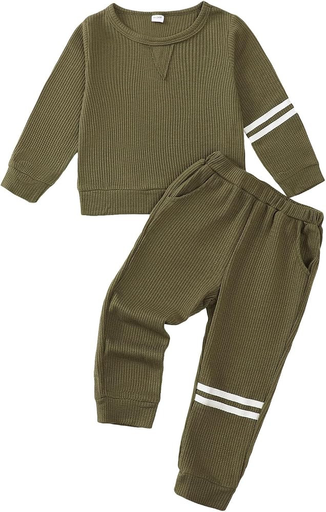 Toddler Baby Boy Clothes Fall Winter Long Sleeve Sweatshirt Pullover Tops + Joggers Pants Outfit ... | Amazon (US)