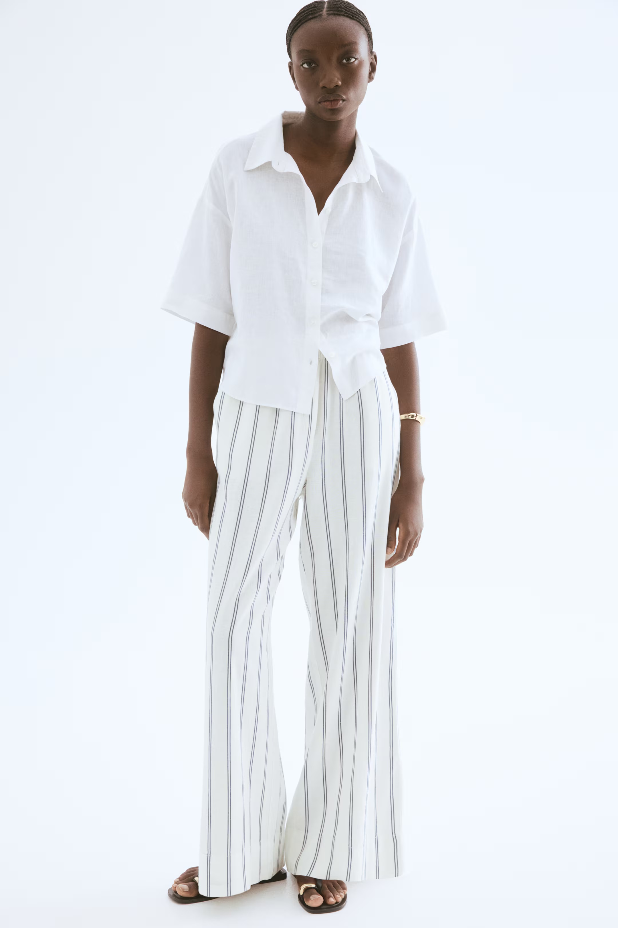 Wide linen-blend trousers | H&M (UK, MY, IN, SG, PH, TW, HK)