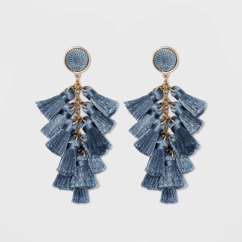 SUGARFIX by BaubleBar Multi-Tassel Drop Earrings - Denim Blue, Women's, Blue Blue | Target