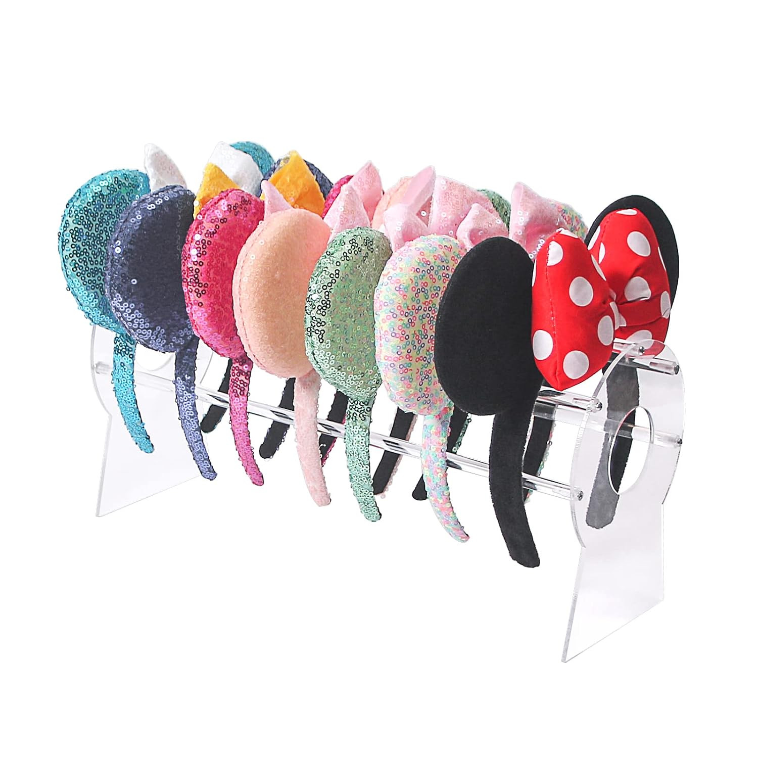 Acrylic Headband Holder Organizer,Headband Storage Display Stand,Disney Mickey and Minnie ear holder,Clear Hair Accessory Rack For Girls Room (Acrylic, 1 Tier) | Amazon (US)