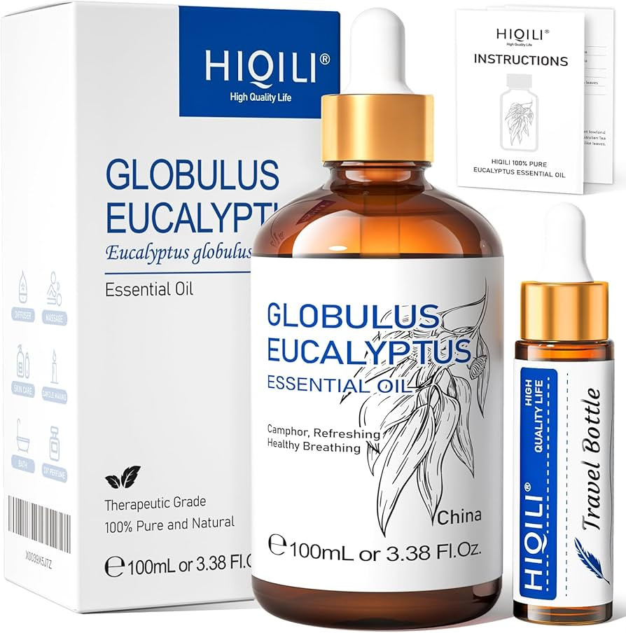 HIQILI Eucalyptus Essential Oil(100ML), 100% Pure Natural for Diffuser, Humidifier, Aromatherapy,... | Amazon (US)
