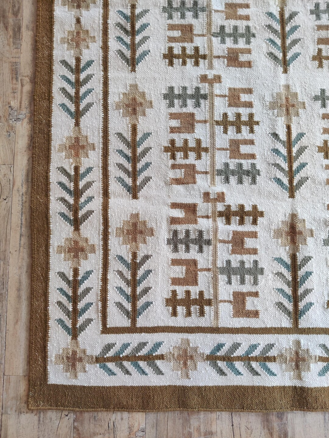 Handwoven Cotton Wool Rug: Neutral Boho Tribal Dhurrie - 5x8 - Etsy | Etsy (US)