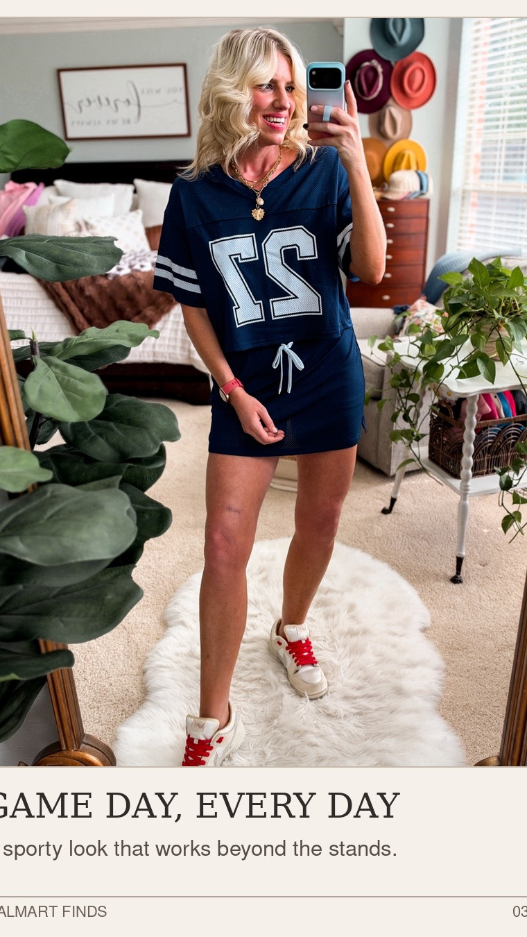 Jersey set from Walmart on major sale 
Comes in other colors
Fits tts 
Greats sports mom/game day look

#LTKootd #LTKOver40 #LTKSaleAlert