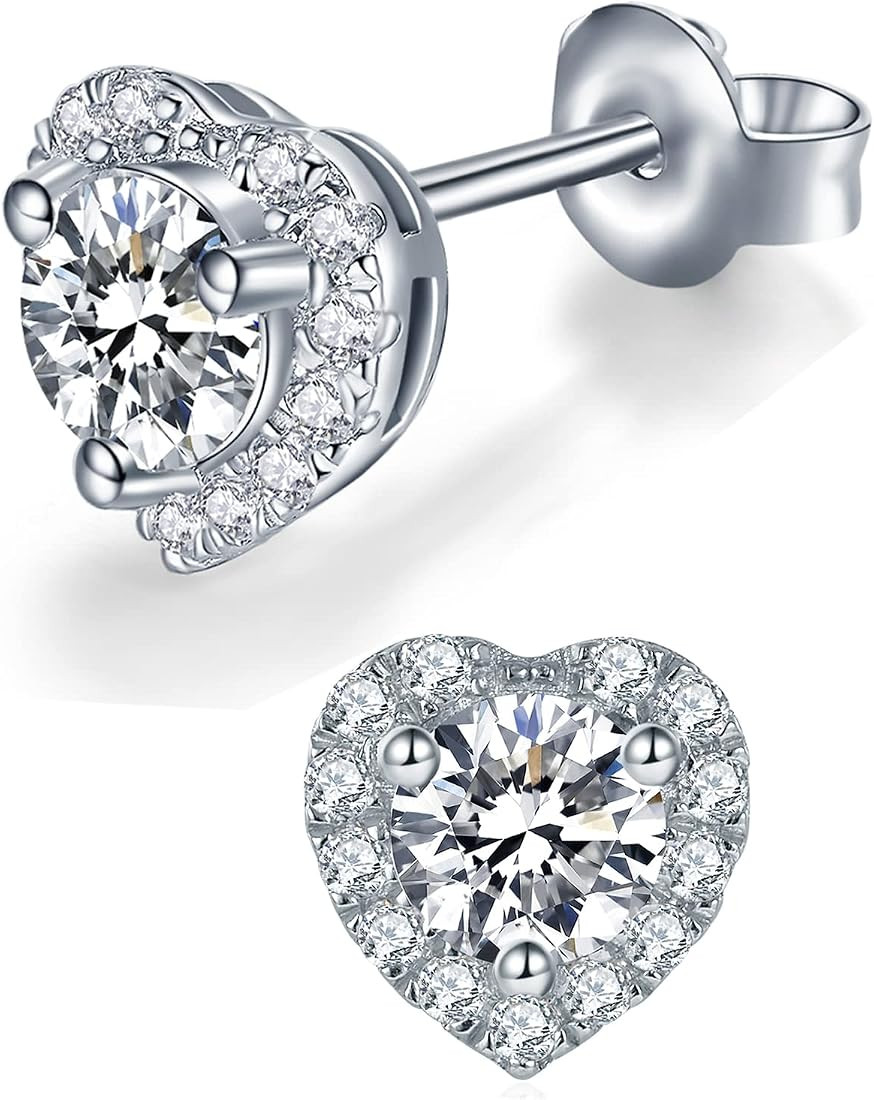 IMOLOVE Moissanite Stud Earrings with 0.6ct-3ct D Color Round Cut Lab Created Diamond Earrings in... | Amazon (US)