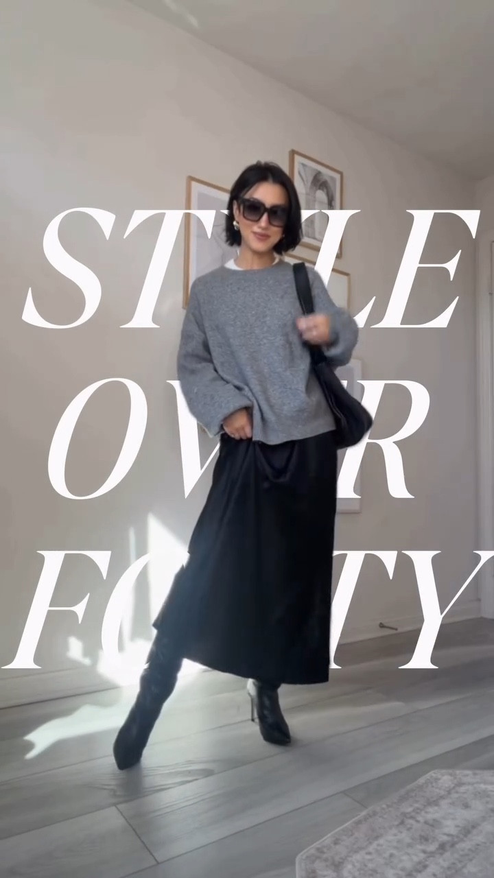 Style over 40 🍂
Fall looks continue — and this winter, maybe I’m just embracing my millennial roots, but I’m fully back in love with grey tones. 🩶

Honestly, a cozy sweater paired with a satin skirt and boots will always be a timeless combo — no matter the age or color palette. 🎨 

What shades are you gravitating toward this fall/winter season?

#StyleOver40 #FallOutfitInspo #WinterStyle #OOTD40Plus #EffortlessChic

#LTKWorkwear #LTKOver40 #LTKStyleTip