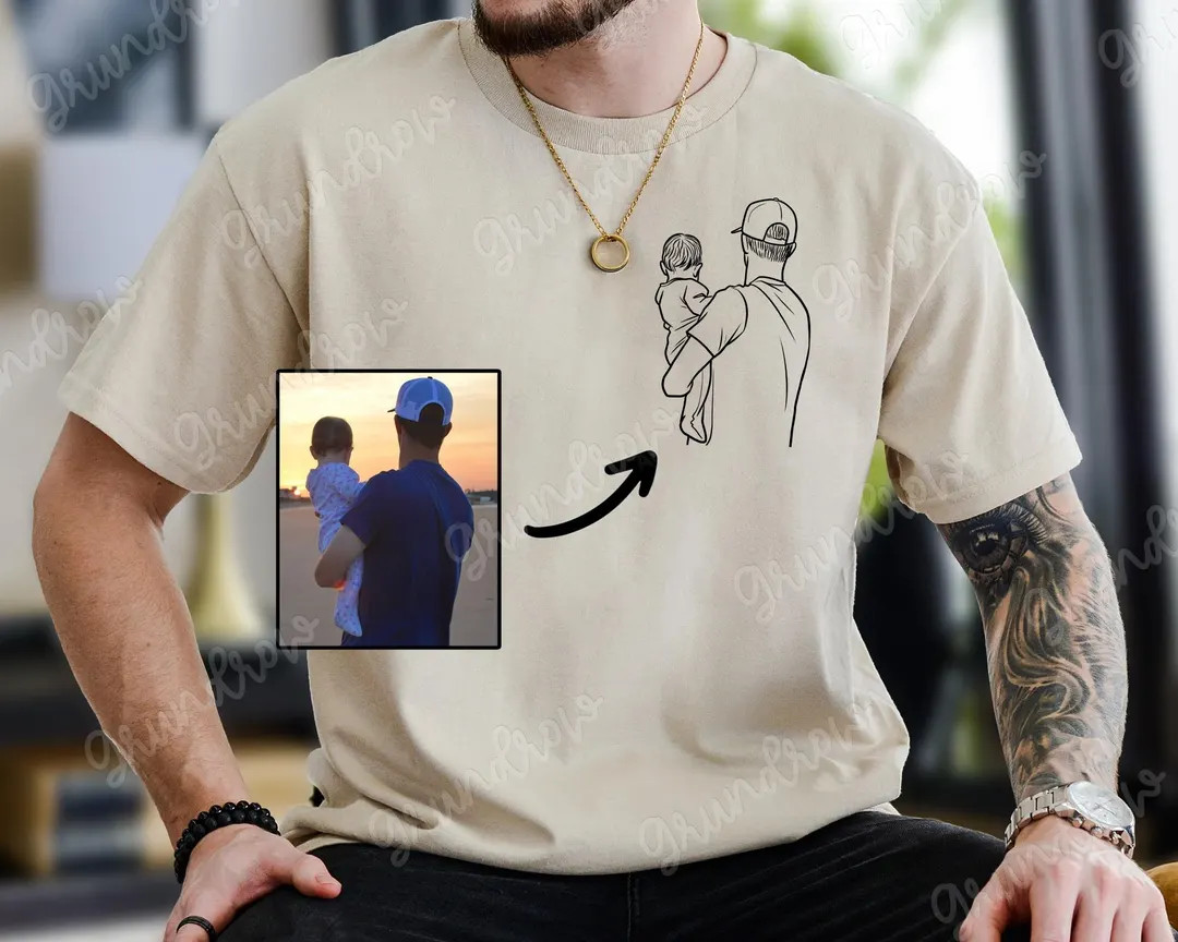 Custom Photo Shirt for Dad, Father's Day Tshirt, Personalized Dad Portrait Shirt, Fathers Day Gif... | Etsy (US)