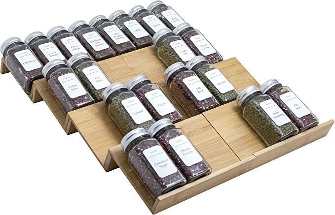 Bamboo Spice Rack Drawer Organizer - 32 Jars Spice Rack Organizers - Available in 7 Sizes and Can... | Amazon (US)