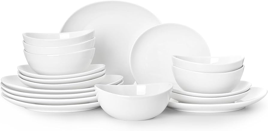 Sweese 18-Piece Dinnerware Sets for 6, Porcelain Plates and Bowls Set, Scratch Resistant Dishes, ... | Amazon (US)