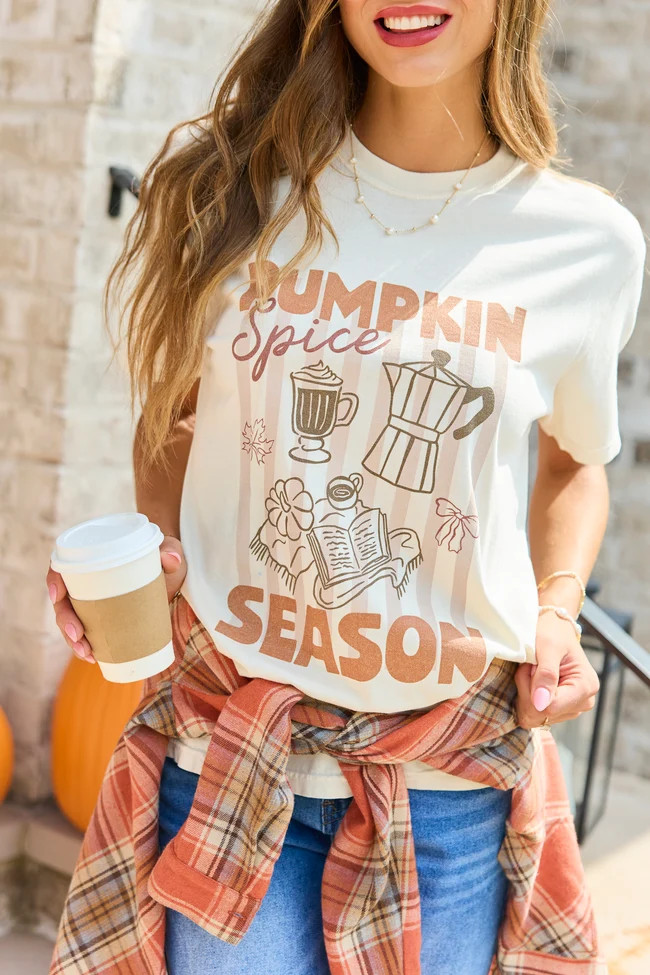 Pumpkin Spice Season Ivory Comfort Colors Graphic Tee | Pink Lily