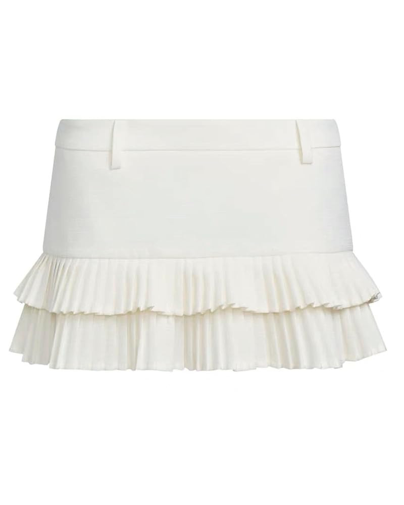 Pleated Skirts for Women Double Ruffle Mini Skirt Low Rise Sexy Pleated Skort for Going Out and L... | Amazon (US)