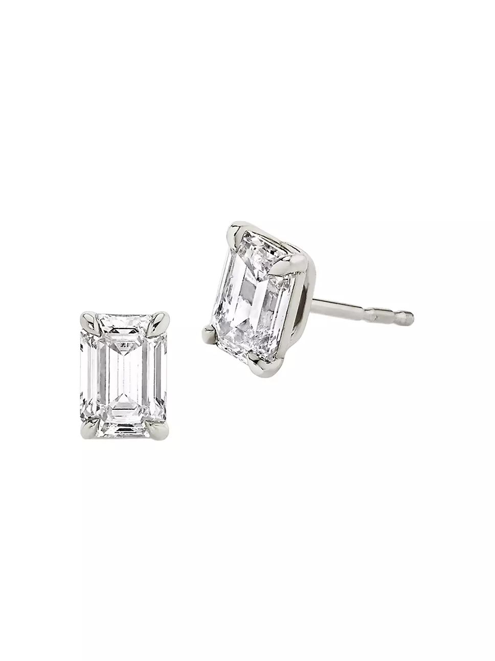 14K White Gold & Emerald-Cut Lab-Grown Diamond Stud Earrings | Saks Fifth Avenue
