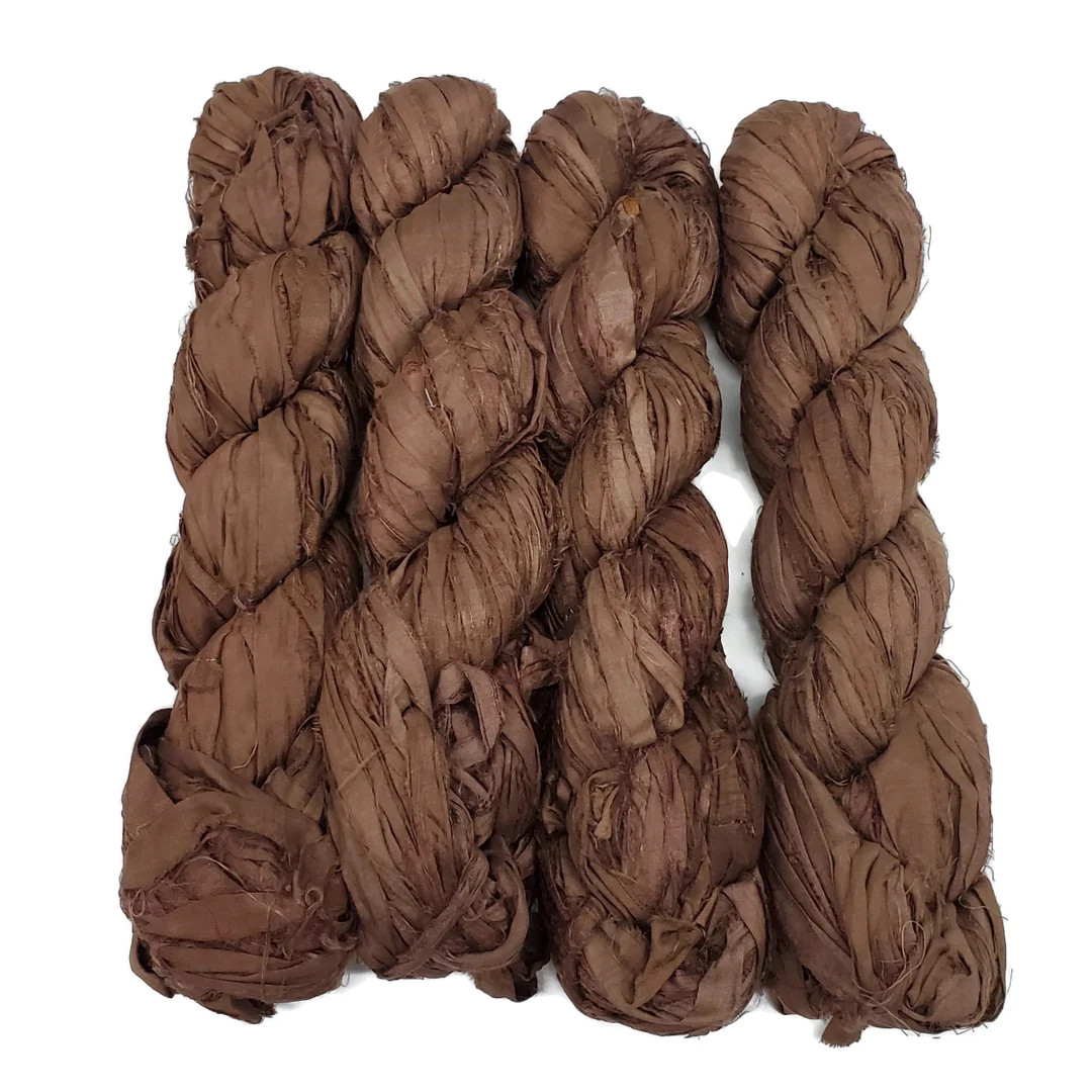 New Sari Silk Ribbon 100g per Skein 45 Yards Color: Fudge - Etsy | Etsy (US)