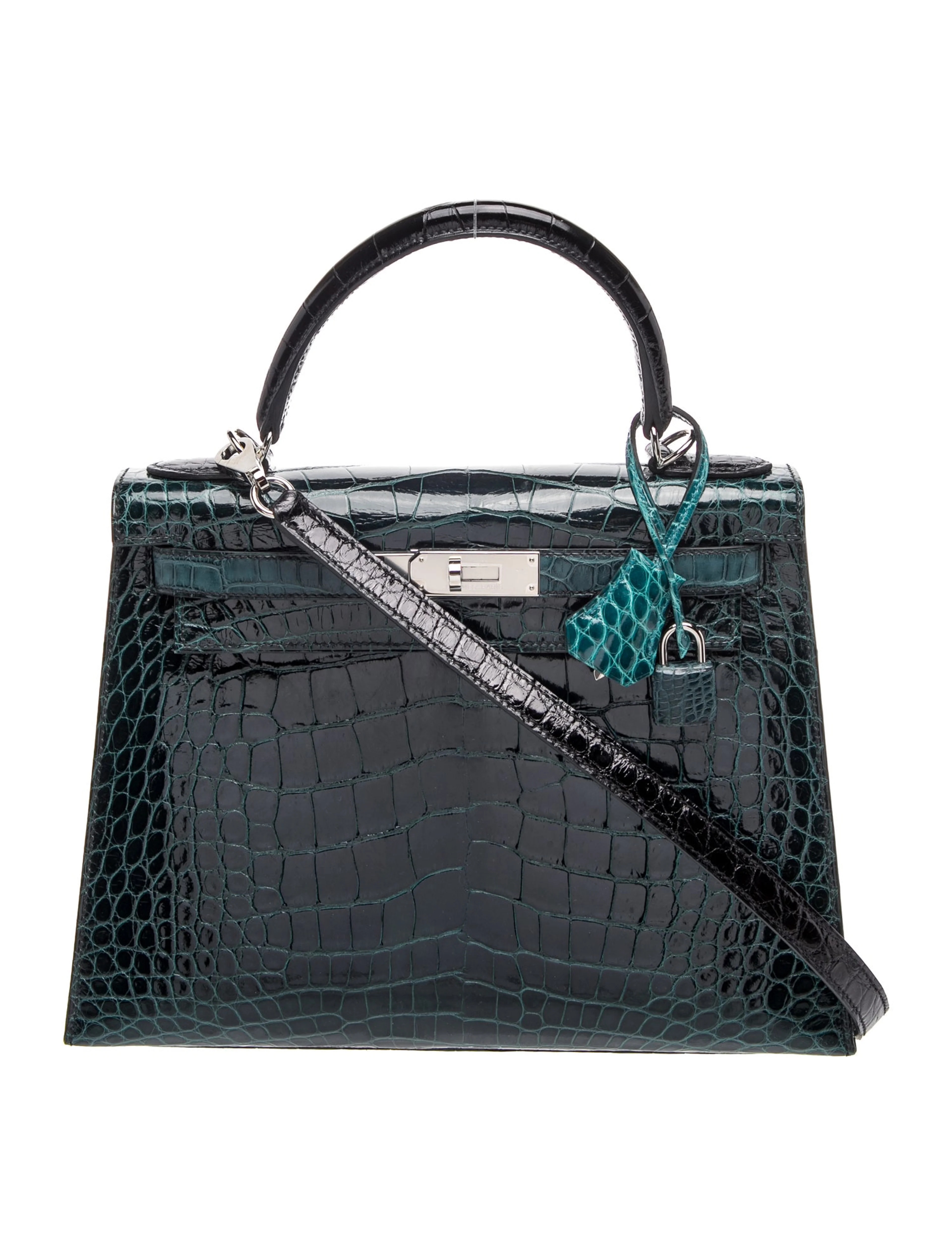 Shiny Alligator Tri-Color Kelly II Sellier 28 | The RealReal